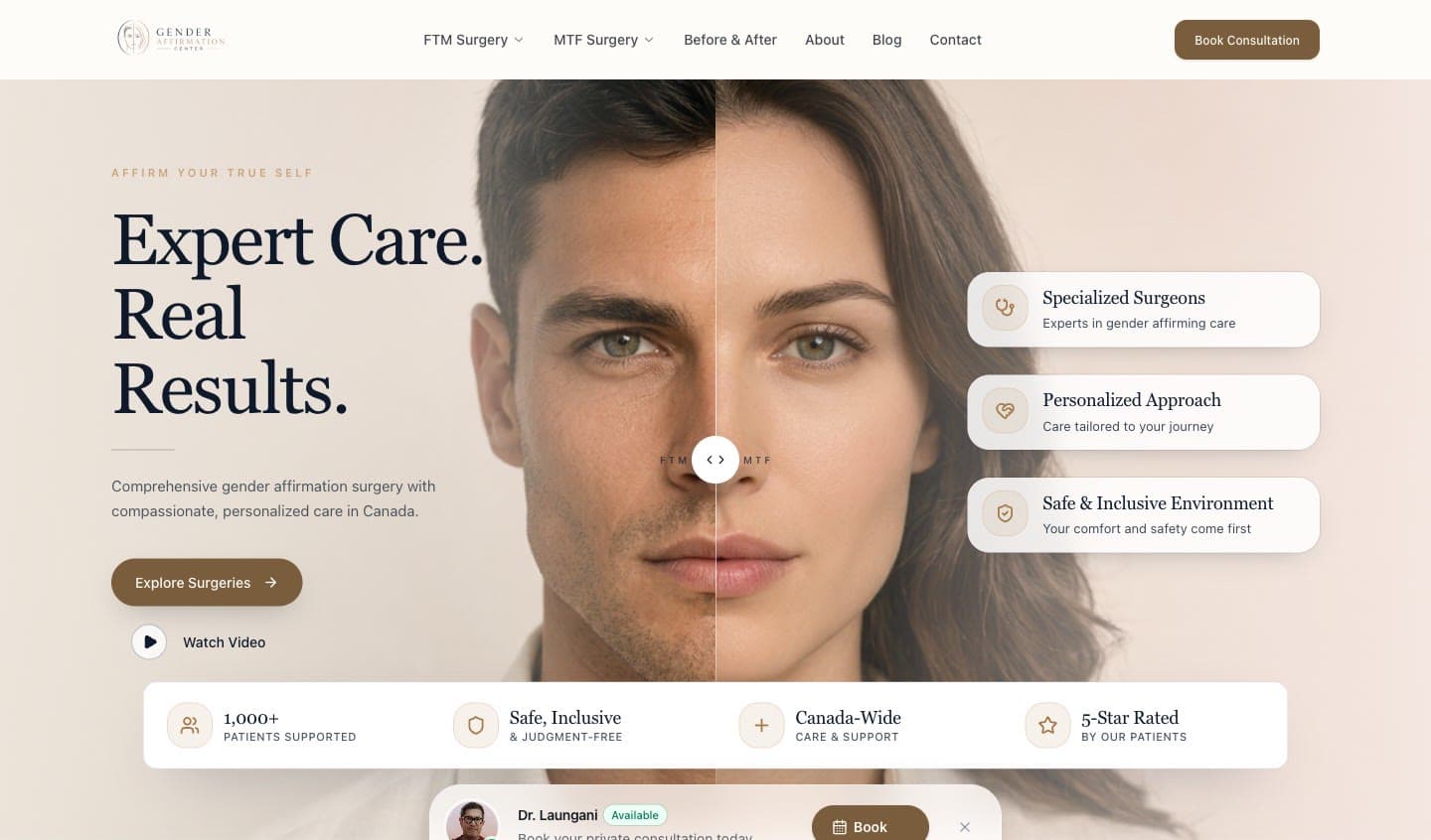 Gender Affirmation Center — website by Medical+