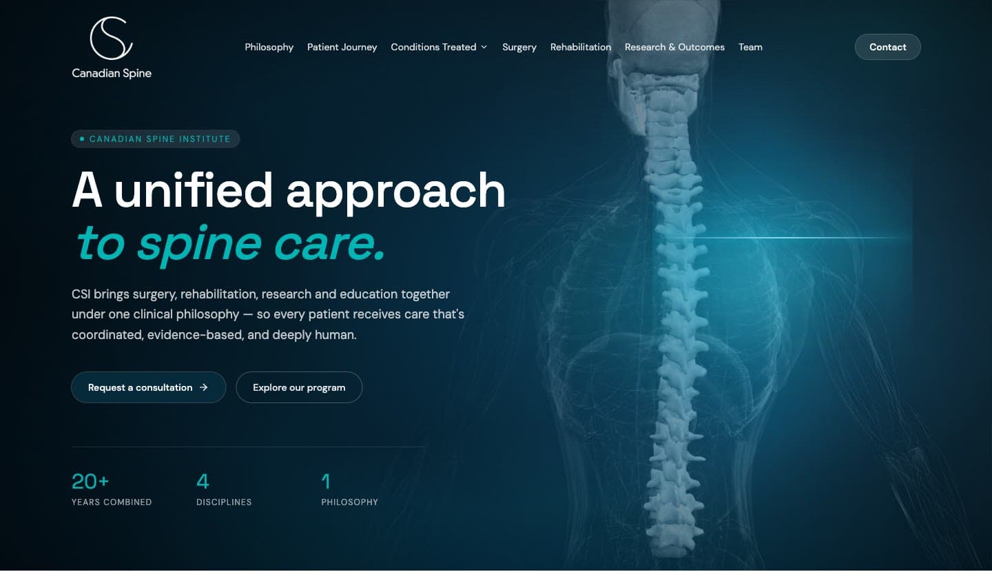 Canadian Spine Institute — website by Medical+